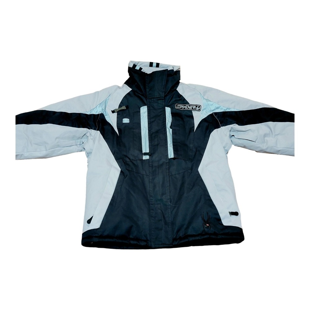 Spyder Womens Ski Jacket Small Dermizax EV X-Static Waterproof Gray Black Blue